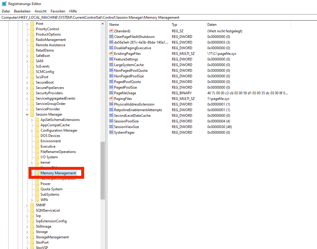 pagefile sys automatisch löschen beim herunterfahren regedit 02